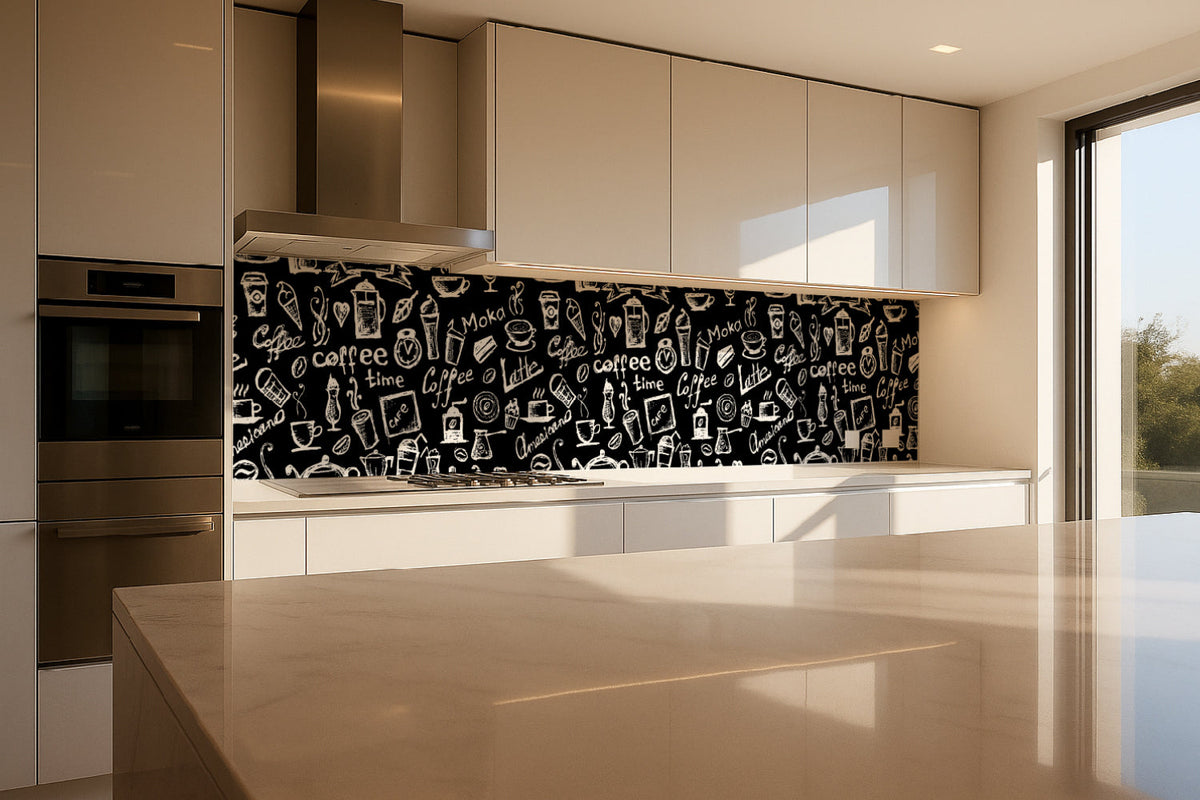 Küchenrückwand Kaffee-Design Schwarz