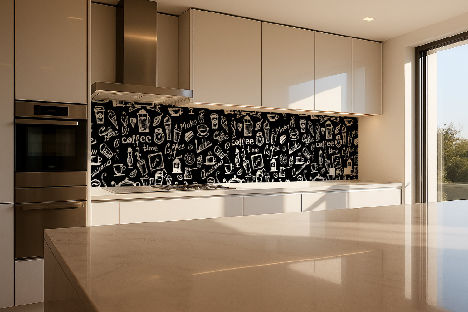 Küchenrückwand Kaffee-Design Schwarz