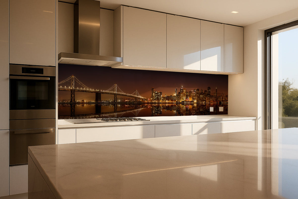 Küchenrückwand Skyline bei Nacht