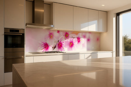 Küchenrückwand mit Kirschblüten