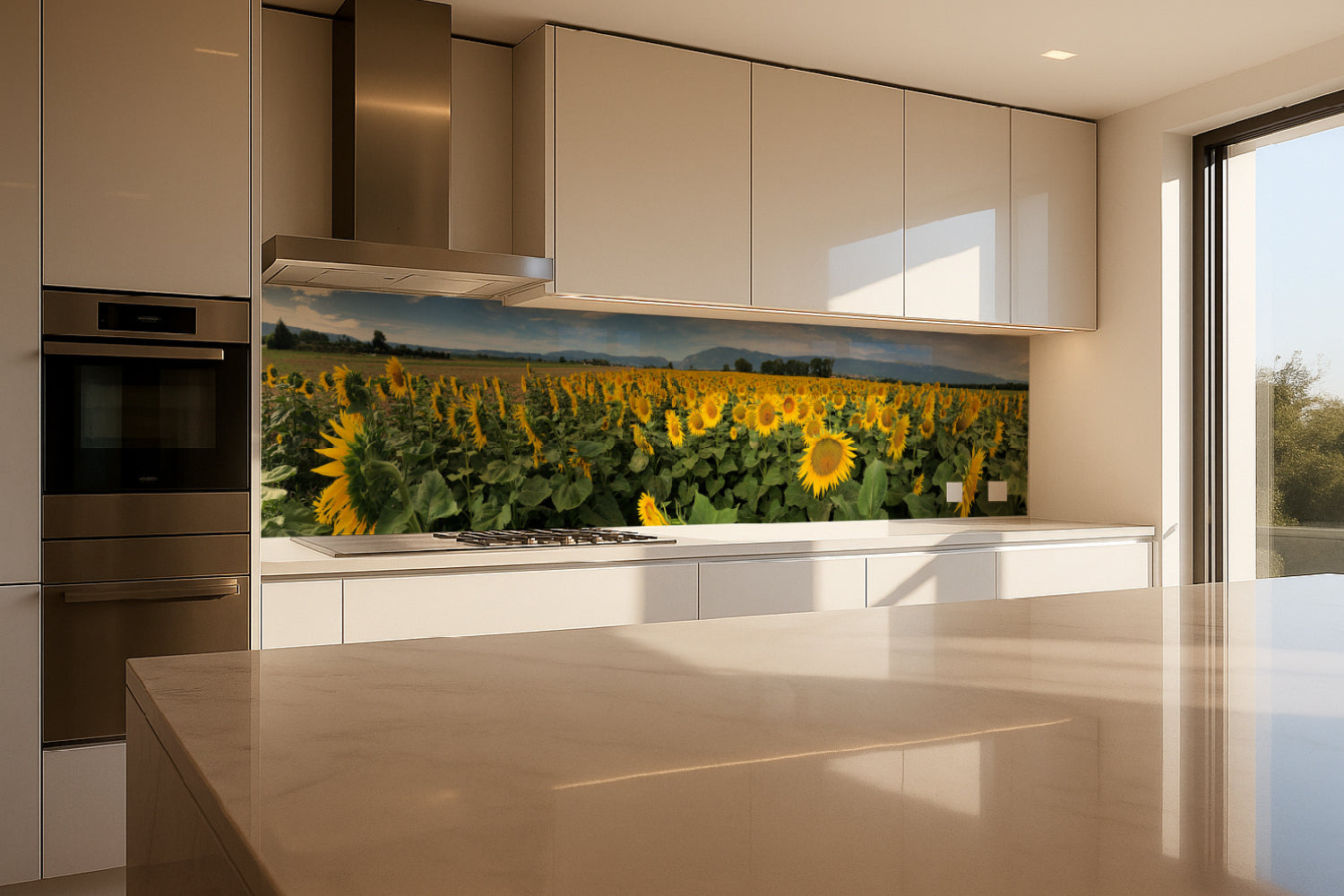 Küchenrückwand Sonnenblumenfeld Panorama