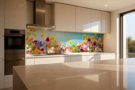 Küchenrückwand Blumenwiese bunt