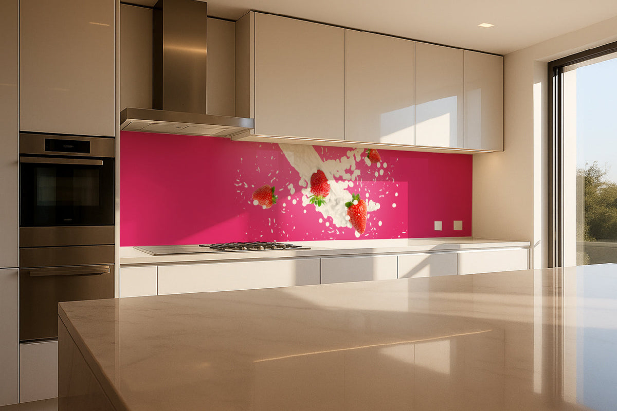 Küchenrückwand Erdbeeren & Milch