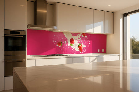 Küchenrückwand Erdbeeren & Milch