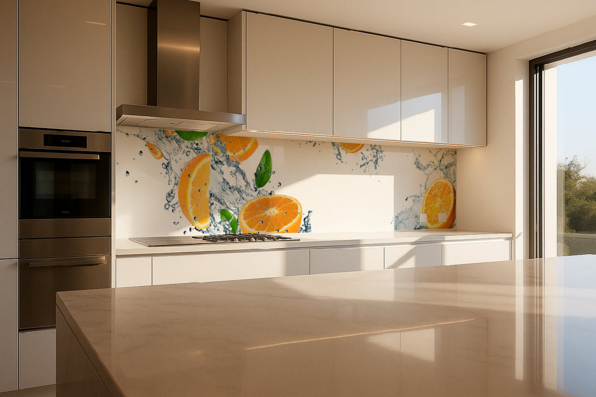 Küchenrückwand Orangen im Wasser
