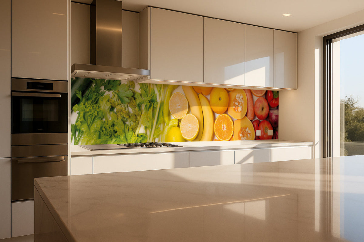 Küchenrückwand Obst Gemüse Farbmix