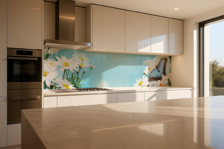 Küchenrückwand Schmetterling & Blumen