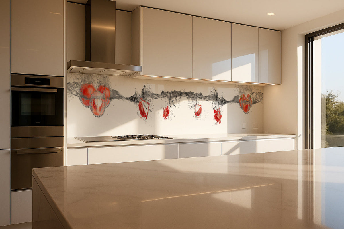 Küchenrückwand Tomaten im Wasserstrahl