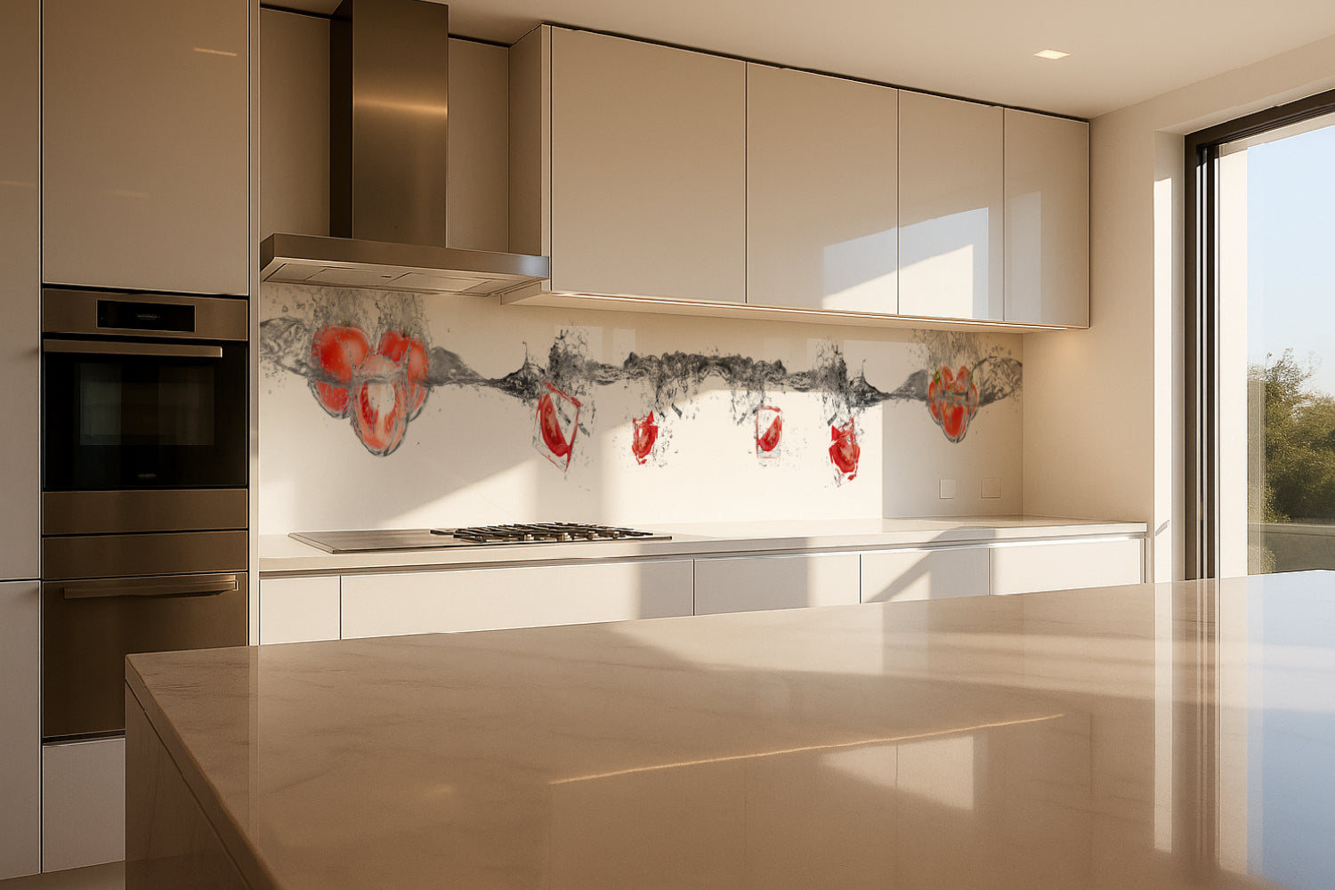 Küchenrückwand Tomaten im Wasserstrahl