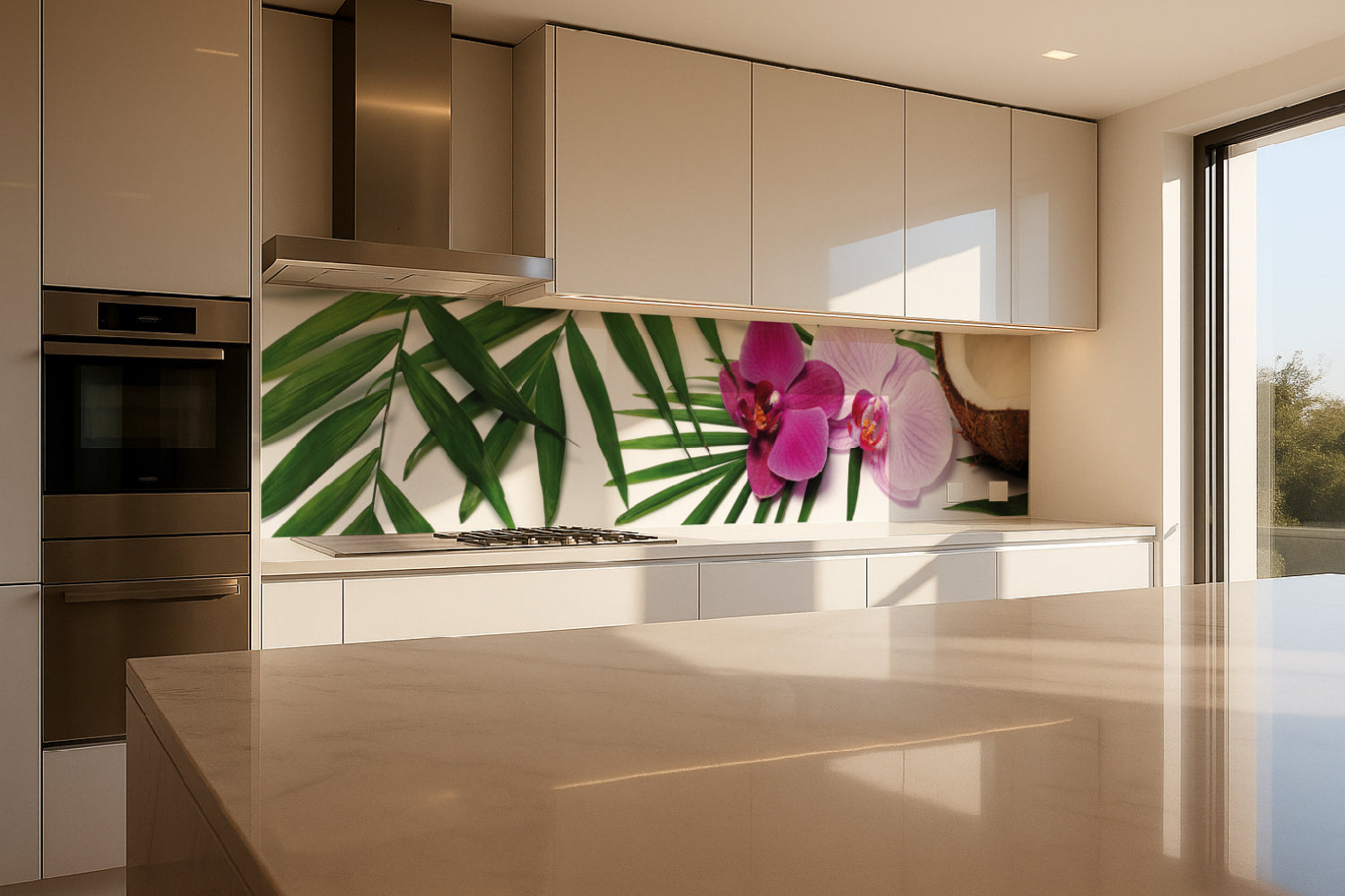 Küchenrückwand Orchidee und Kokos Design