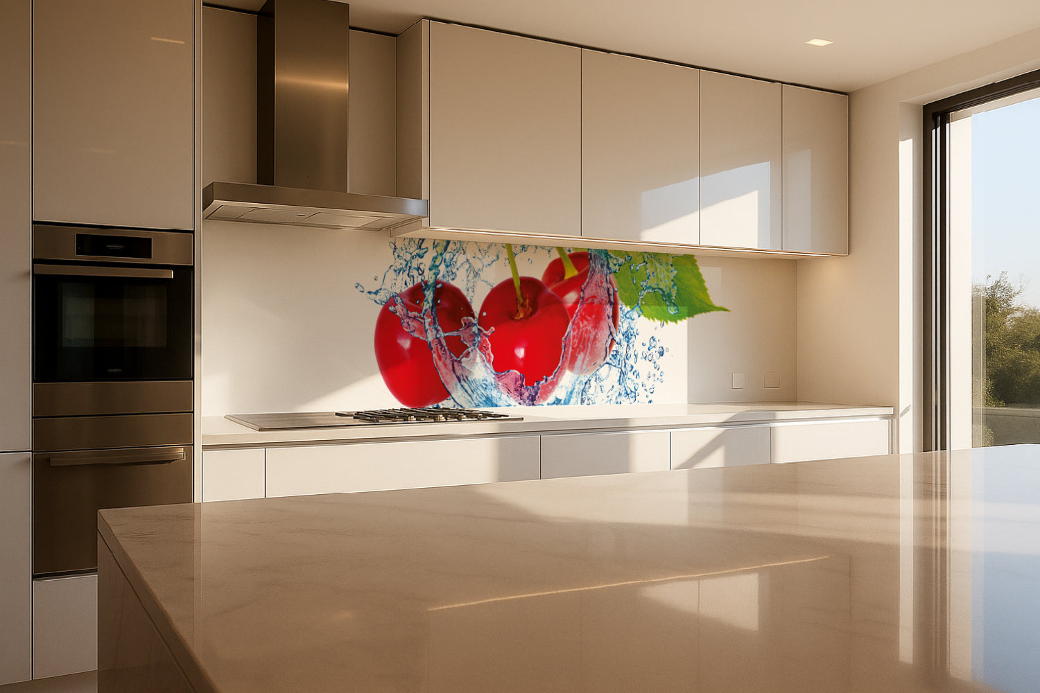 Küchenrückwand Kirschen im Wasser Splash