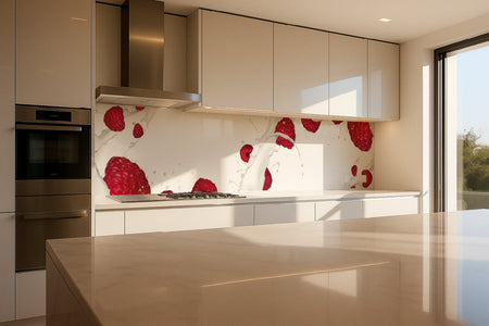 Küchenrückwand Himbeeren Milch Splash