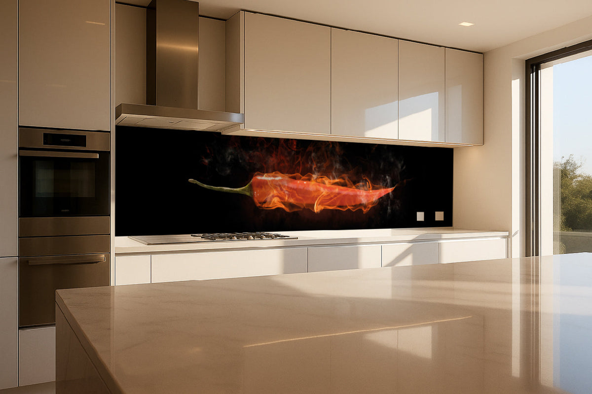 Küchenrückwand Scharfe Chili Flamme