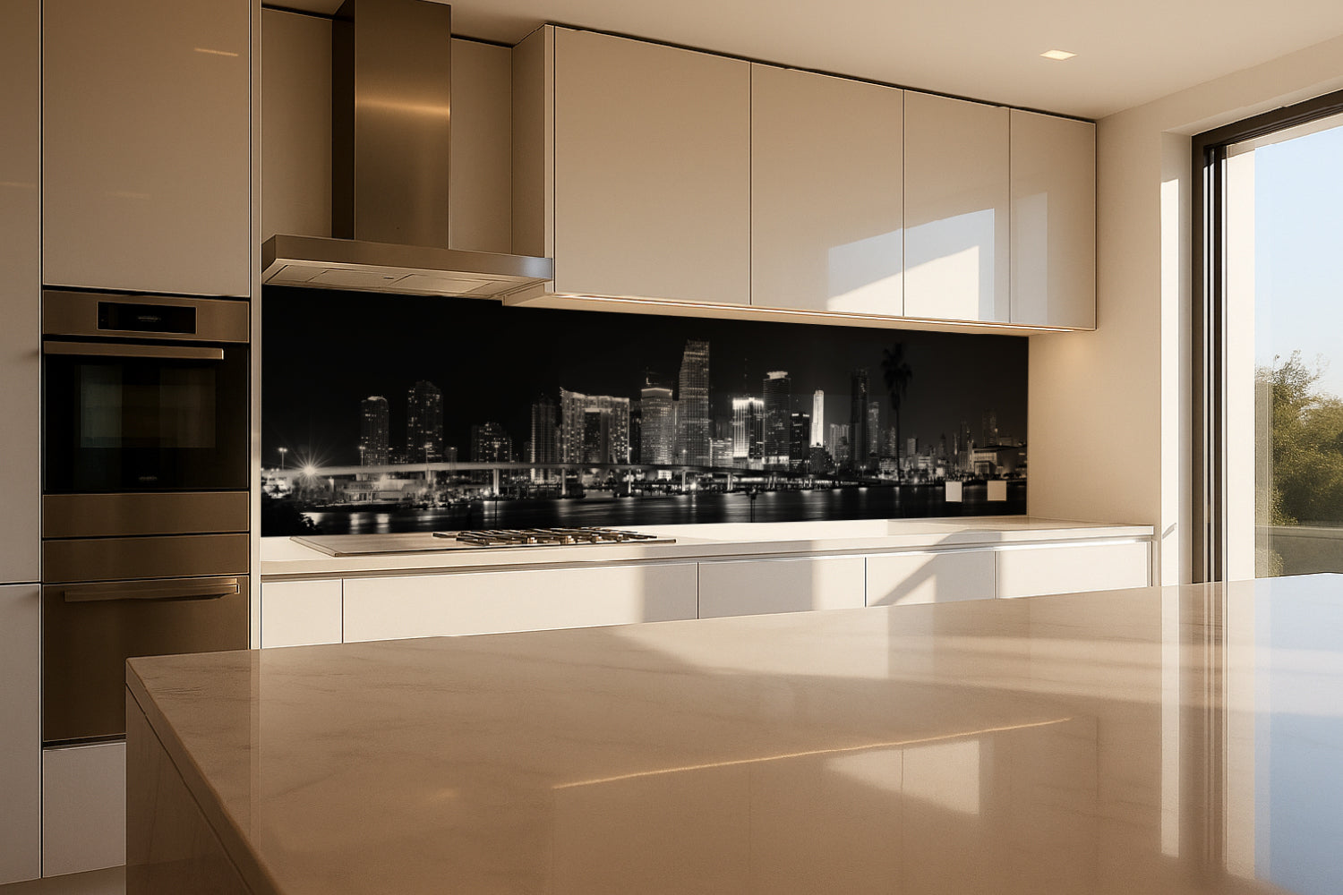 Küchenrückwand Schwarz-Weiß Skyline