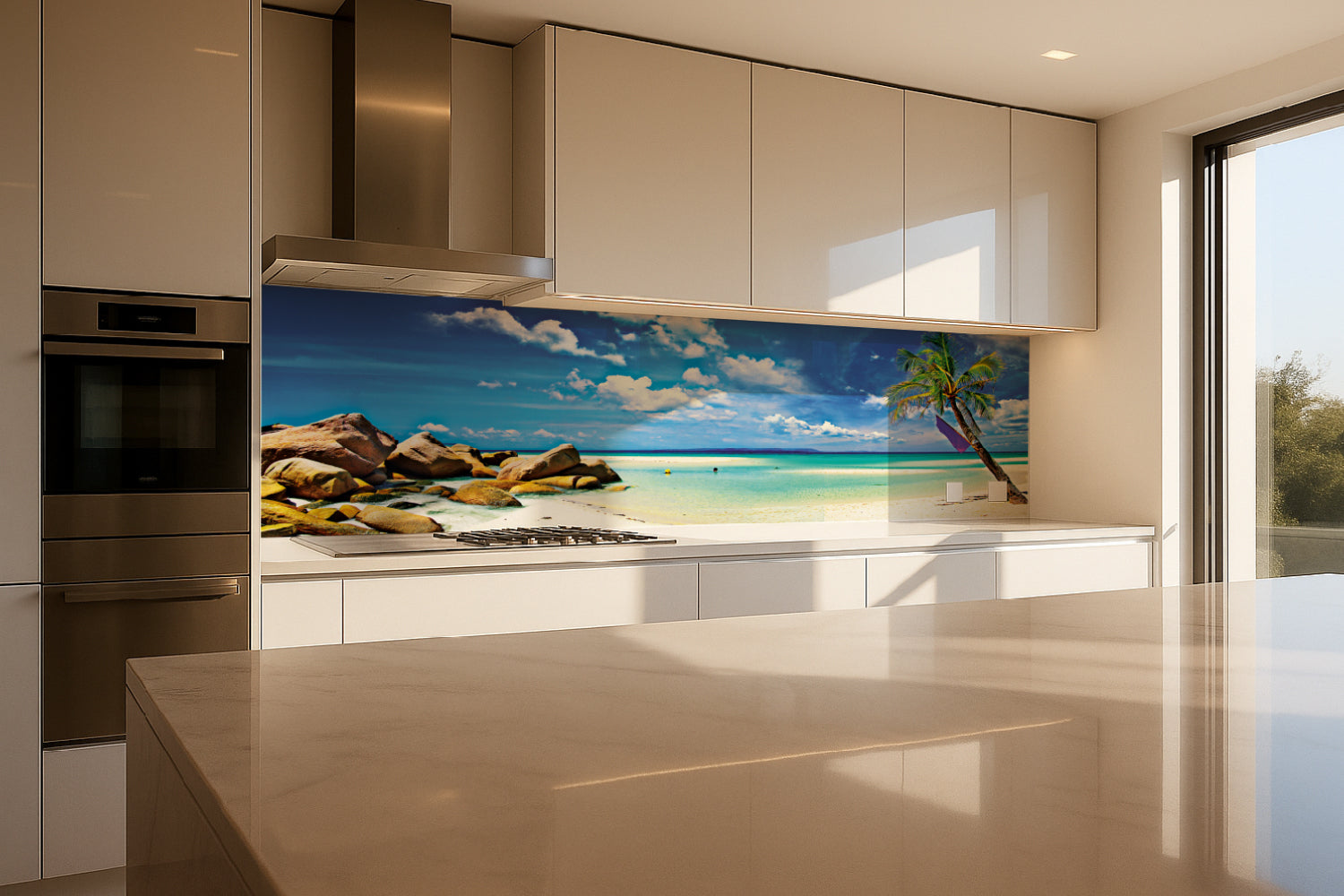 Küchenrückwand Traumstrand mit Palme