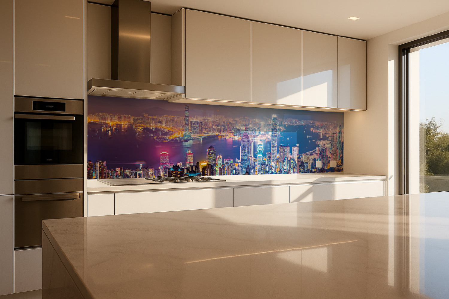 Küchenrückwand Skyline bei Nacht