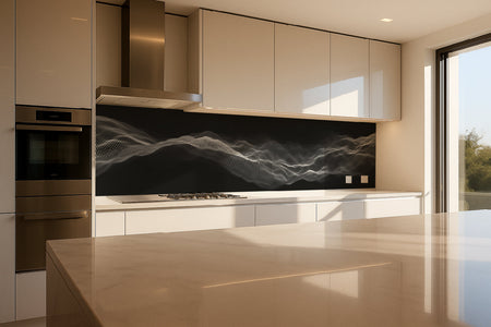 Küchenrückwand Abstrakte Wellen in Schwarz-Weiß