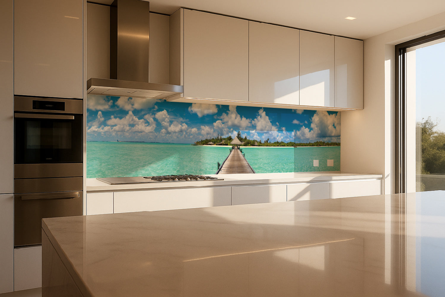 Küchenrückwand Tropischer Steg zur Insel