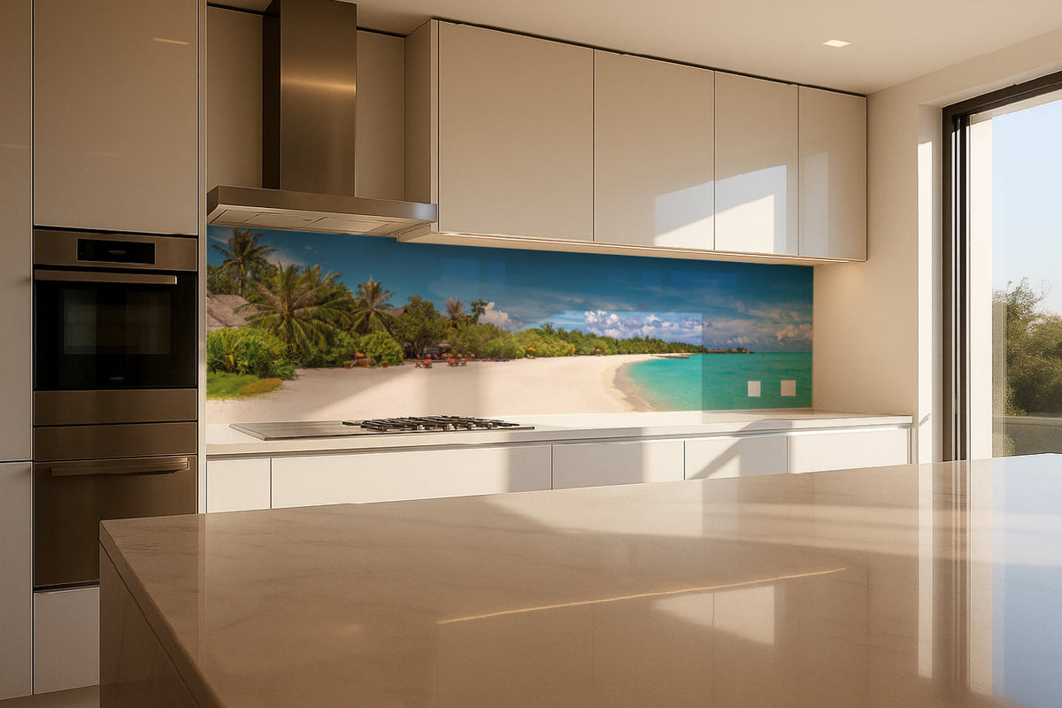 Küchenrückwand Traumstrand mit Palmen