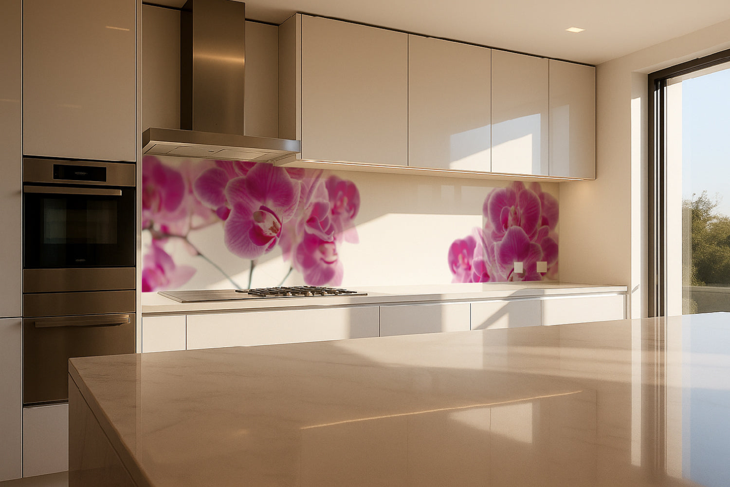 Küchenrückwand Rosa Orchideenblüten