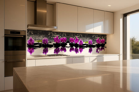 Küchenrückwand Orchideen & Steine