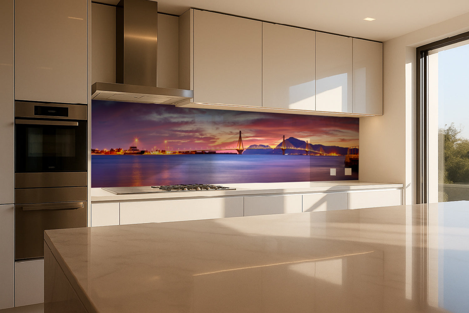 Küchenrückwand Panorama mit Sonnenuntergang