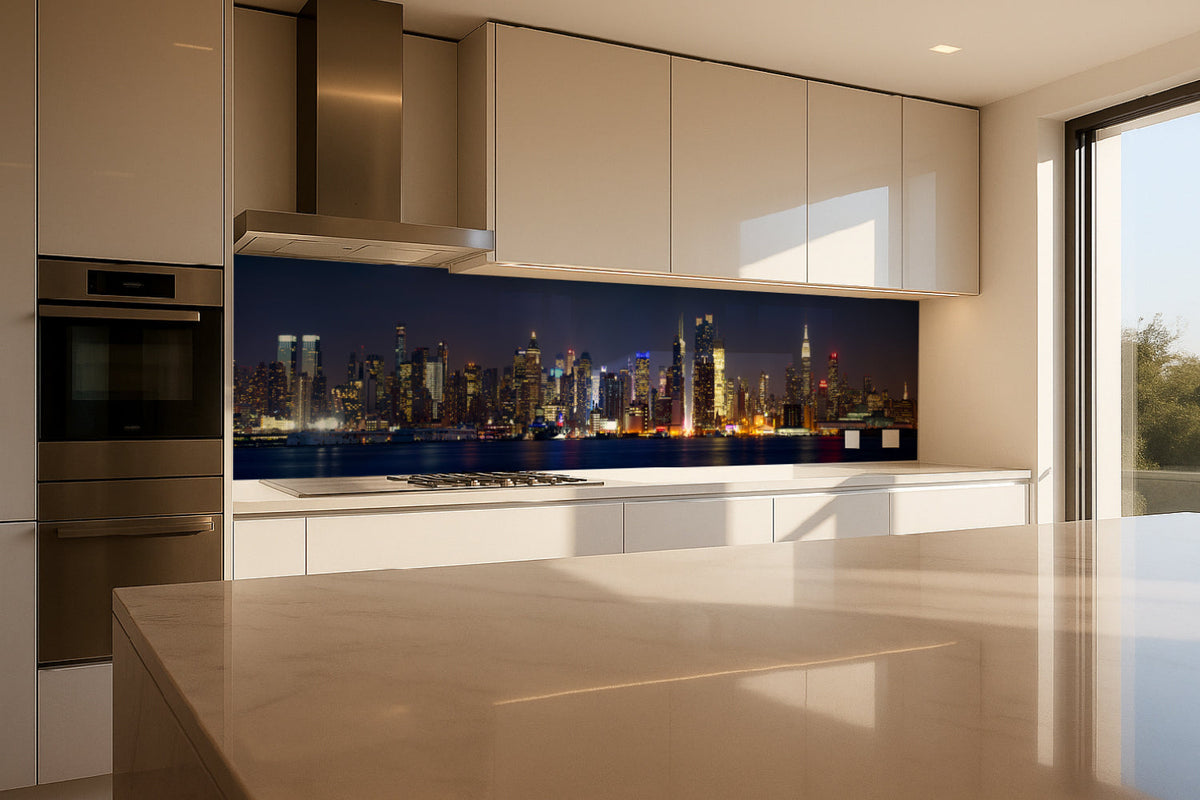 Küchenrückwand Stadtlichter am Wasser