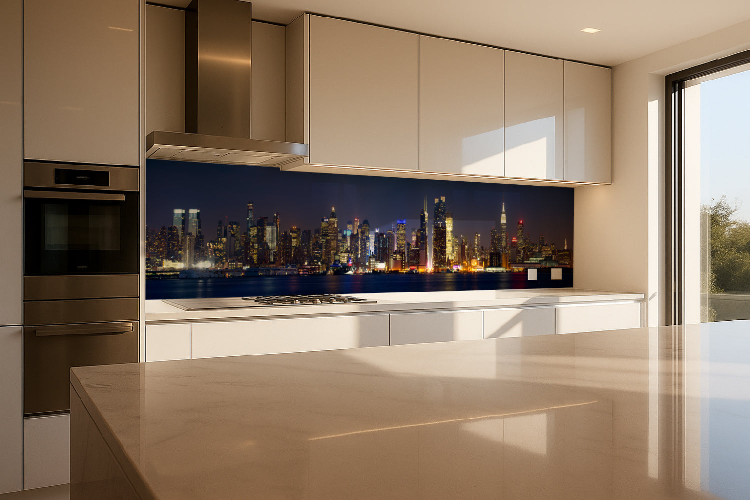 Küchenrückwand Stadtlichter am Wasser