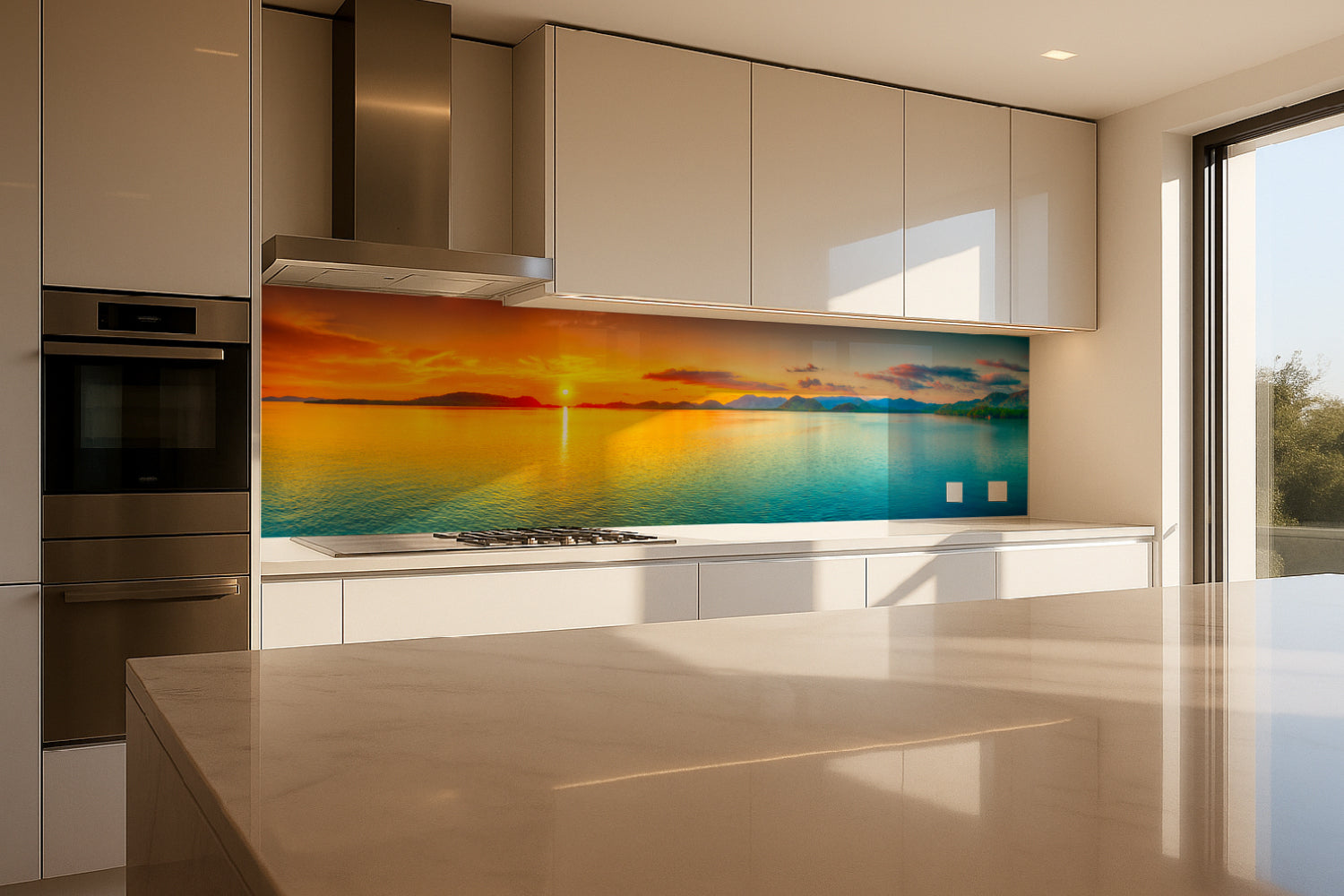 Küchenrückwand Meerblick im Sonnenuntergang