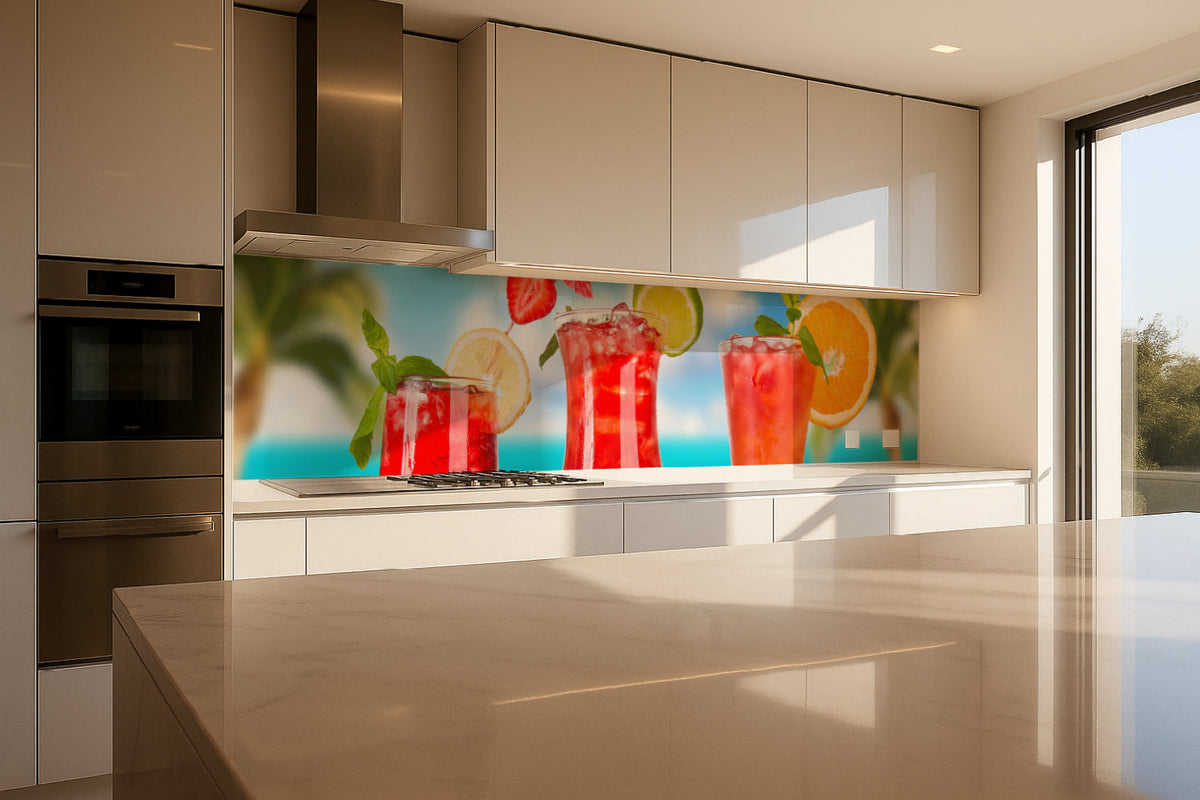 Küchenrückwand Fruchtcocktails am Strand