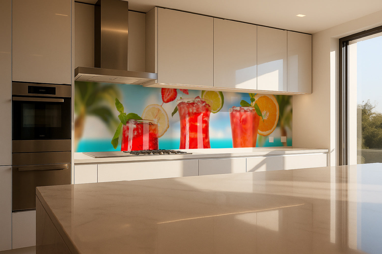 Küchenrückwand Fruchtcocktails am Strand