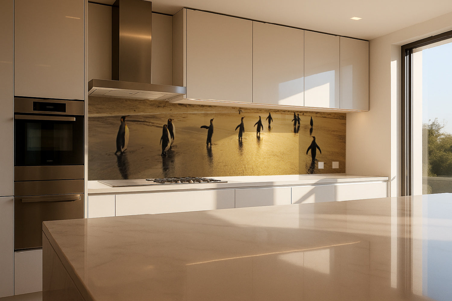 Küchenrückwand Pinguine am Strand