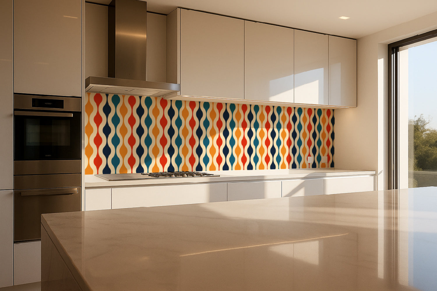 Küchenrückwand Retro Wellen