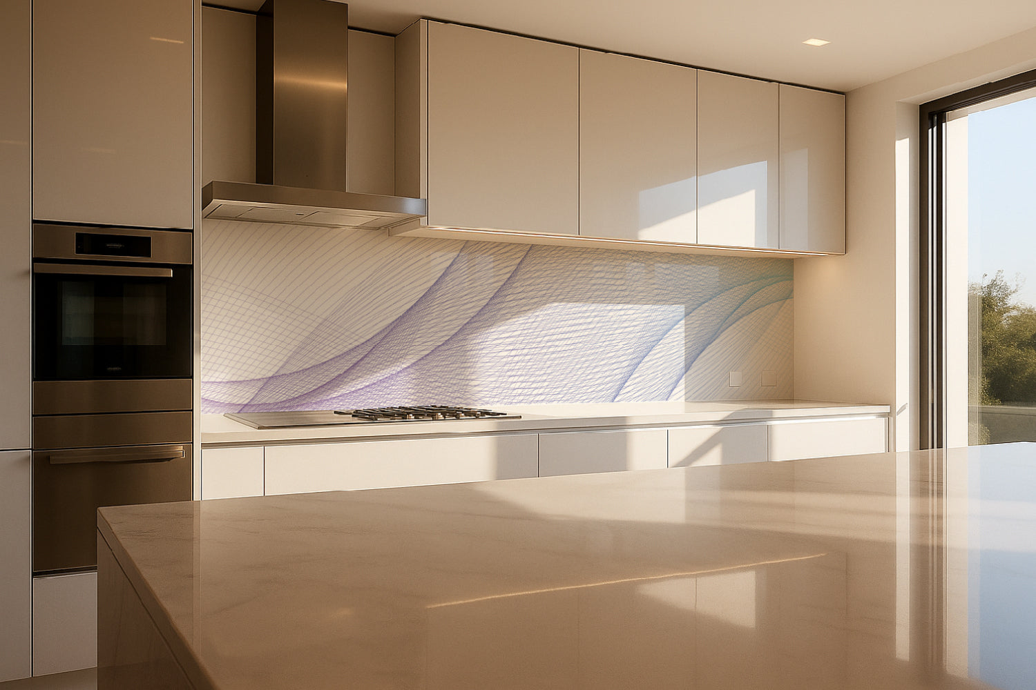 Küchenrückwand Linien Design Blau Violett