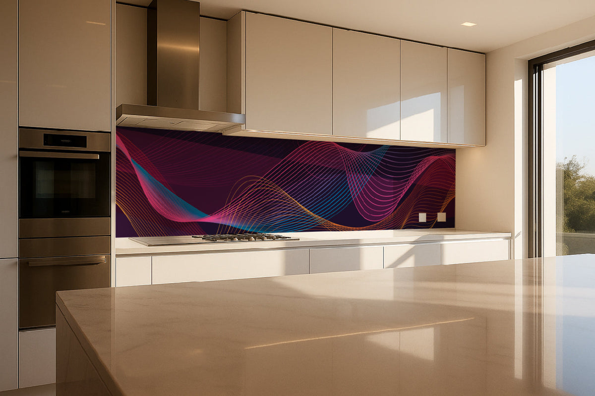Küchenrückwand Neon Linien Abstrakt