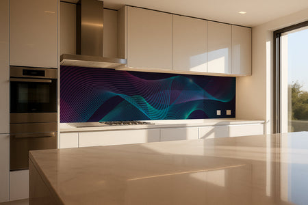 Küchenrückwand Abstrakt Linien Blau Lila