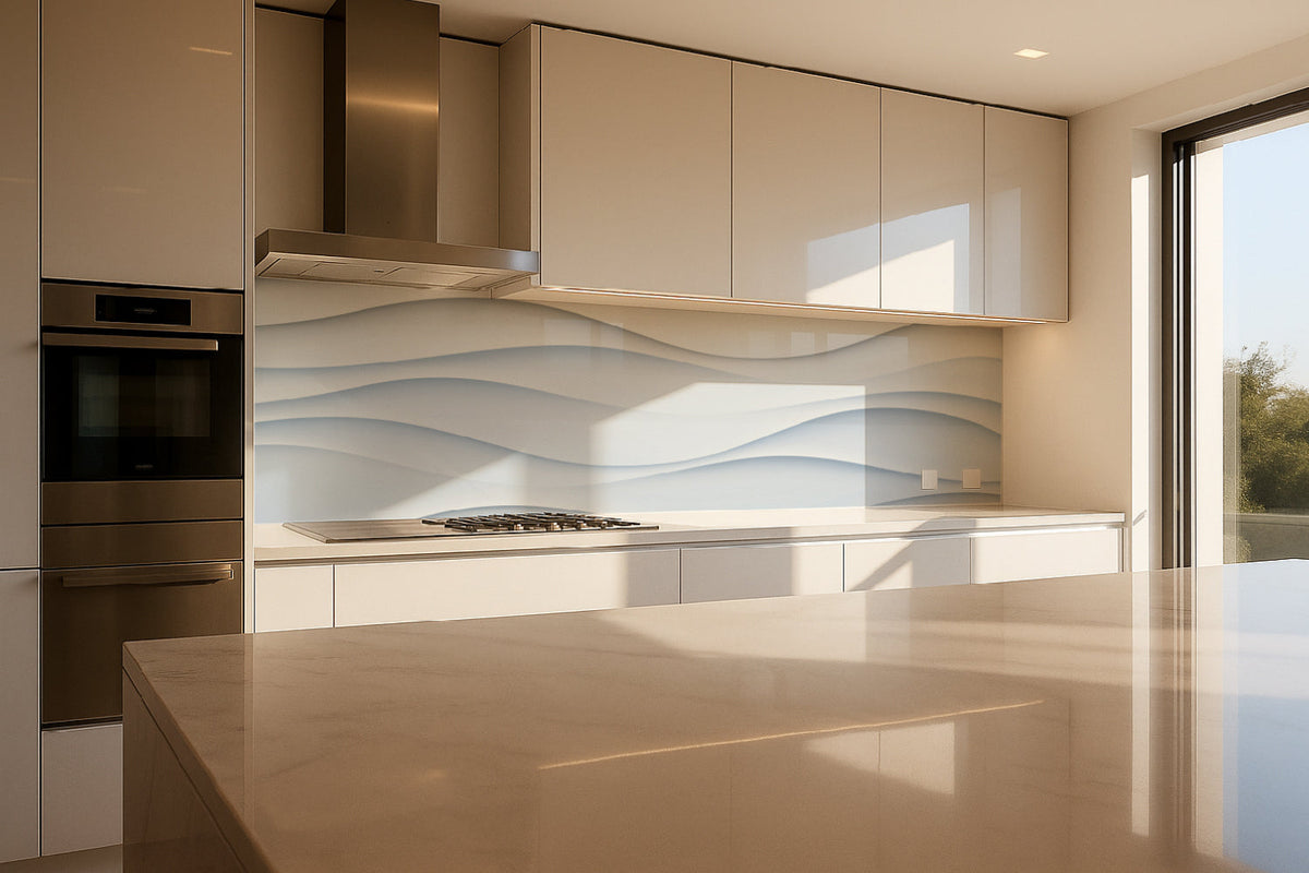Küchenrückwand Weiß 3D Wellen Design