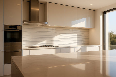 Küchenrückwand Weiß Wellen Design