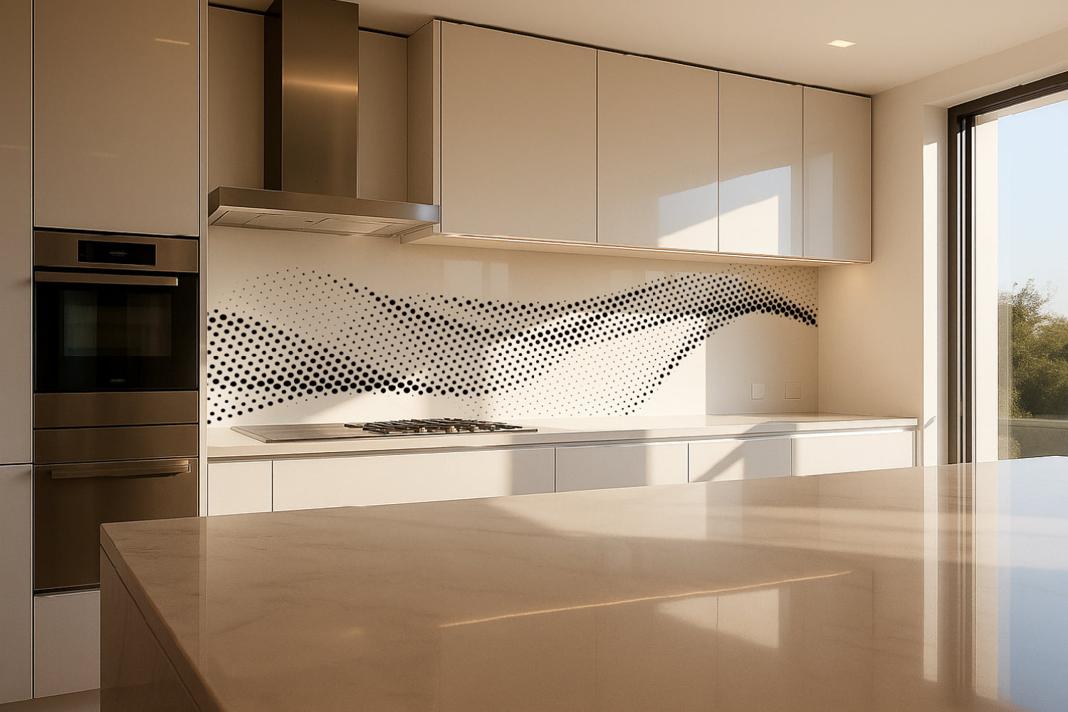 Küchenrückwand Schwarz Weiß Punkte Design