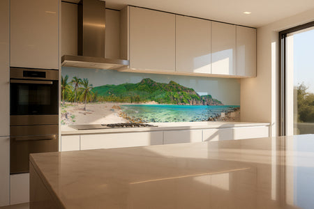 Küchenrückwand Tropischer Strand mit Palmen