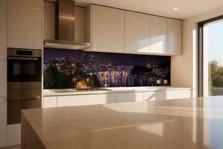 Küchenrückwand Skyline am Flussufer