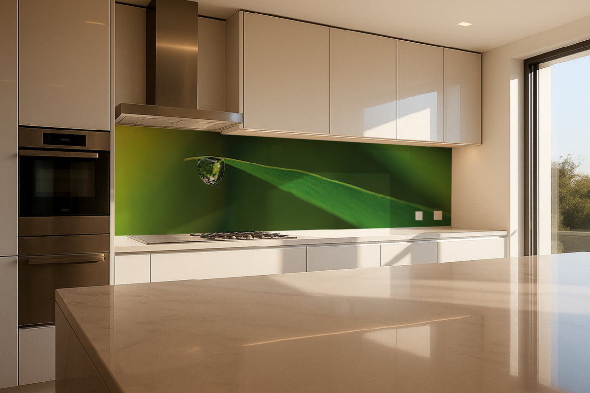 Küchenrückwand Wassertropfen auf Blatt