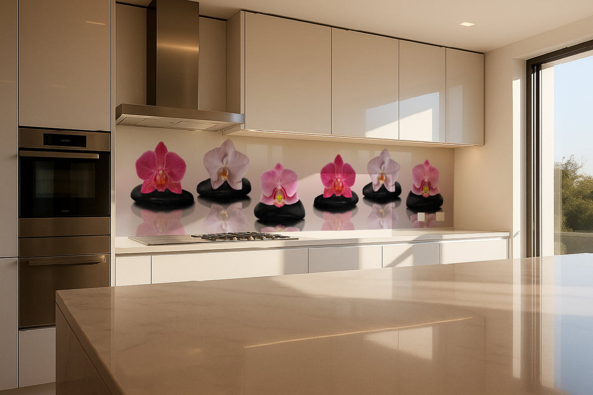 Küchenrückwand Orchideen Zen Stil