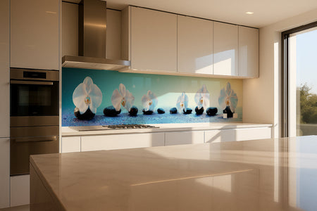 Küchenrückwand Spa Motiv mit Blüten