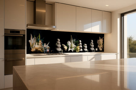 Küchenrückwand Spa mit Lilien und Kerzen