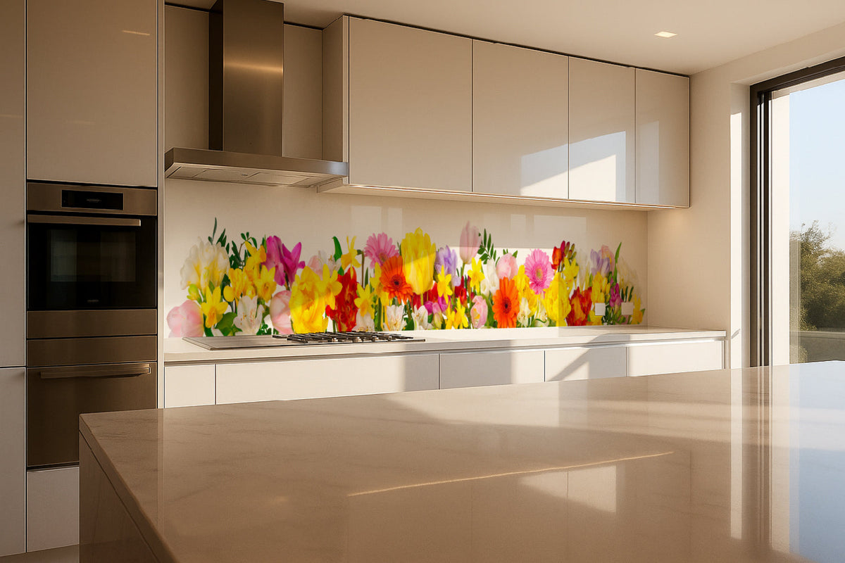 Küchenrückwand Frühlingsblumen bunt