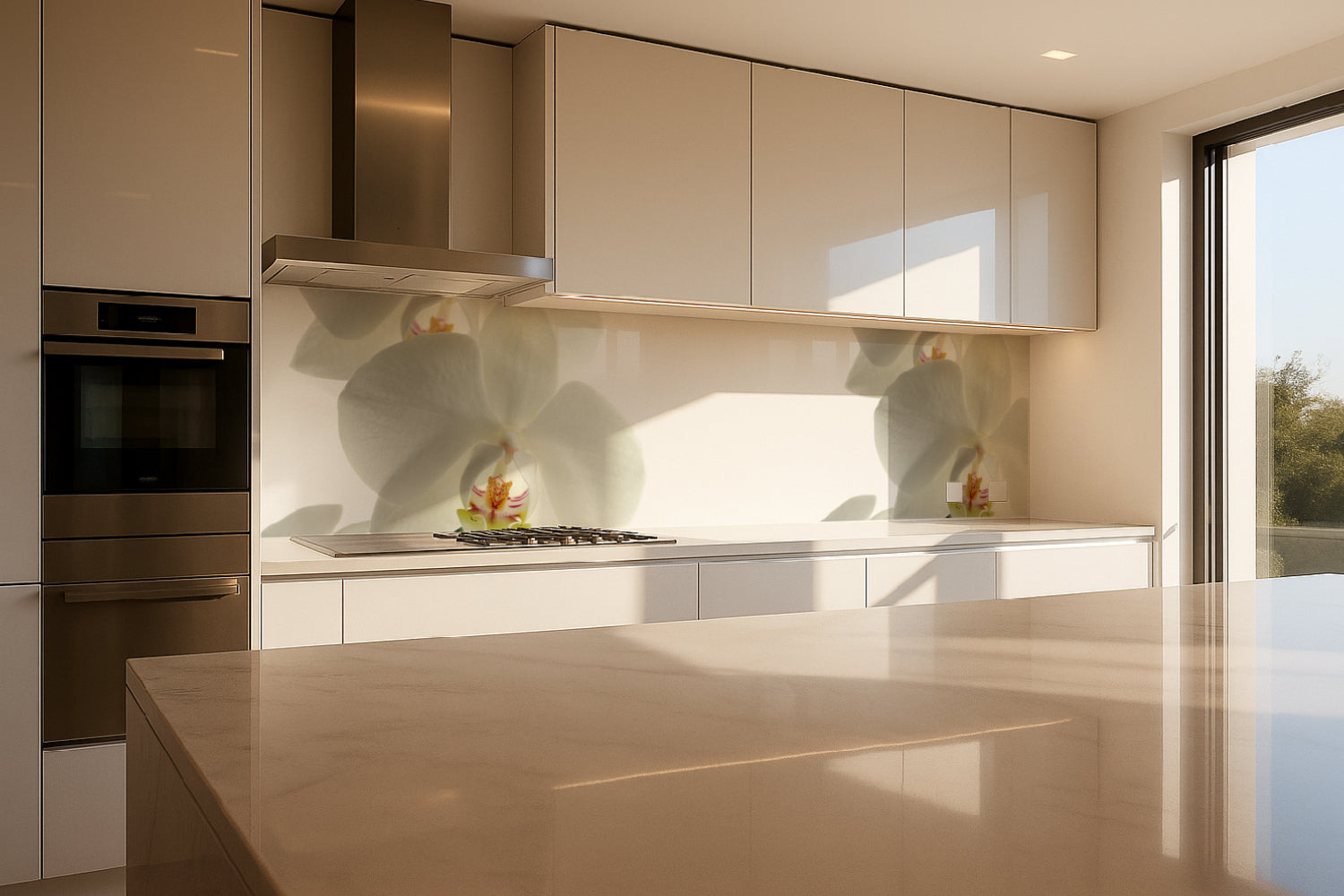 Küchenrückwand Weiße Orchideen Elegant