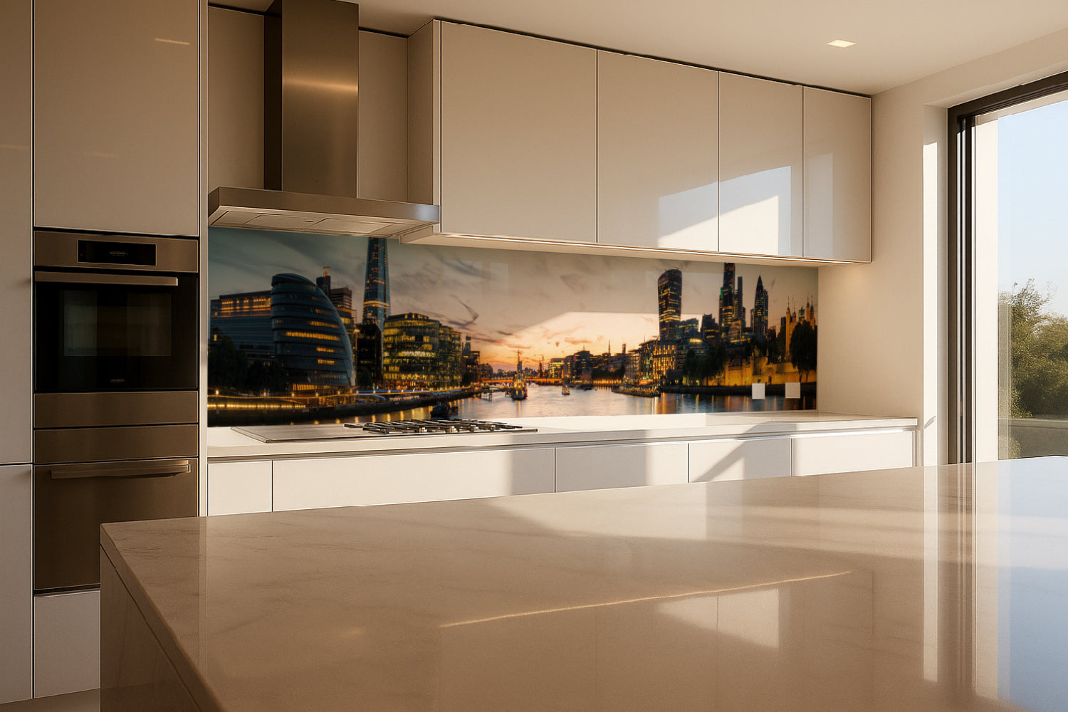 Küchenrückwand Skyline bei Sonnenuntergang