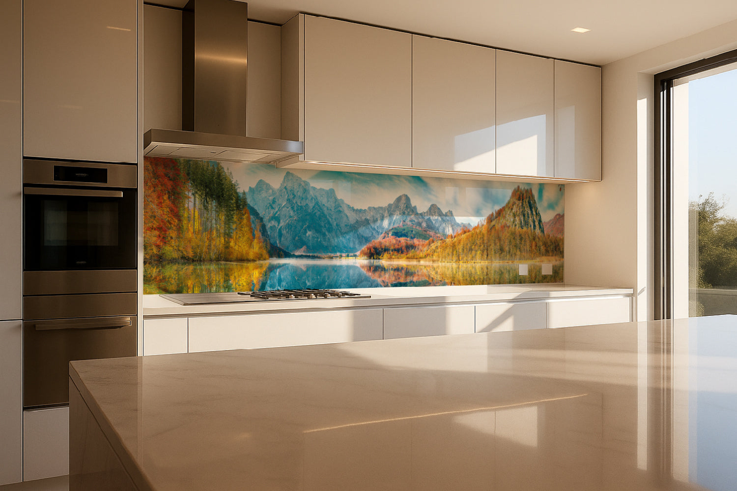 Küchenrückwand Alpenpanorama mit See