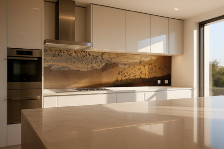 Küchenrückwand Sonnenlicht und Vogelschwarm